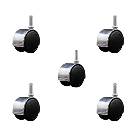 Service Caster 2'' Floor Safe Chrome Hooded Twin Wheel Caster Grip Ring Stem, 5PK SCC-GR02S50D-NYU-BC-716X1716-5